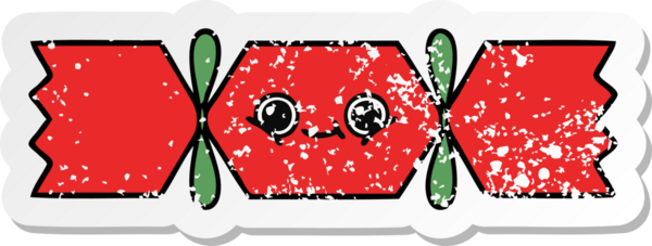 Bir insan tarafından çizilmiş tatlı bir noel krakerinin sıkıntılı çıkartması.