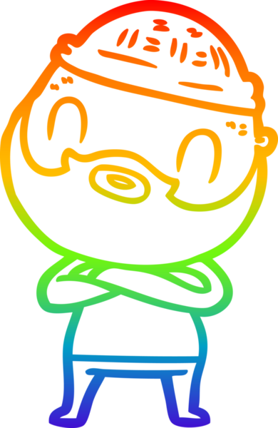 Gökkuşağı gradyan çizgi çizimi bir insan tarafından çizilmiş sakallı bir adamın