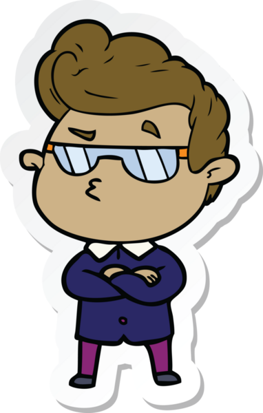 Bir insan tarafından çizilmiş havalı bir adamın çıkartması.