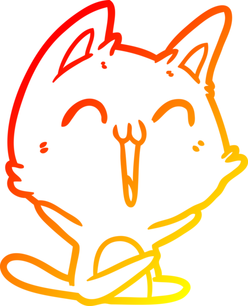 Bir insan tarafından miyavlanan mutlu bir çizgi film kedisinin sıcak çizgi çizimi