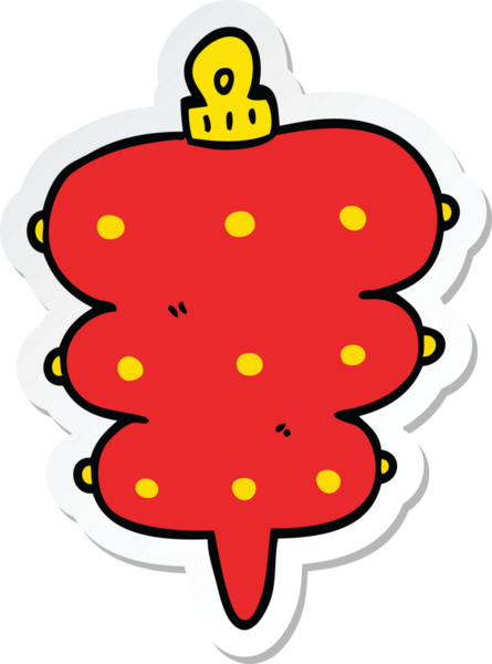 Bir insan tarafından çizilmiş bir karikatür Noel süsünün çıkartması.