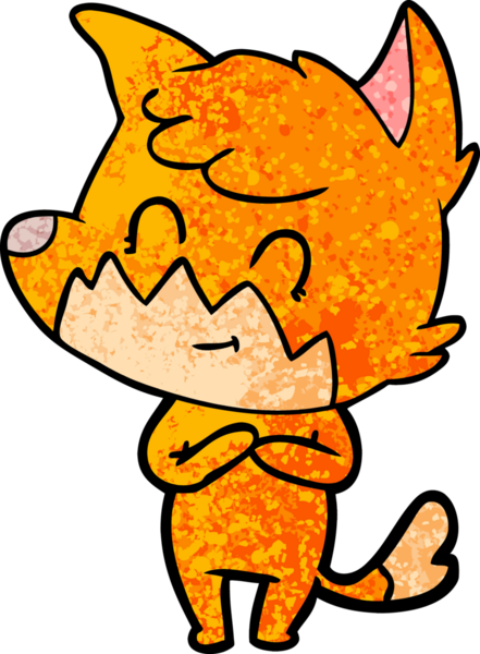 Bir insan tarafından çizilmiş çizgi film dostu tilki.