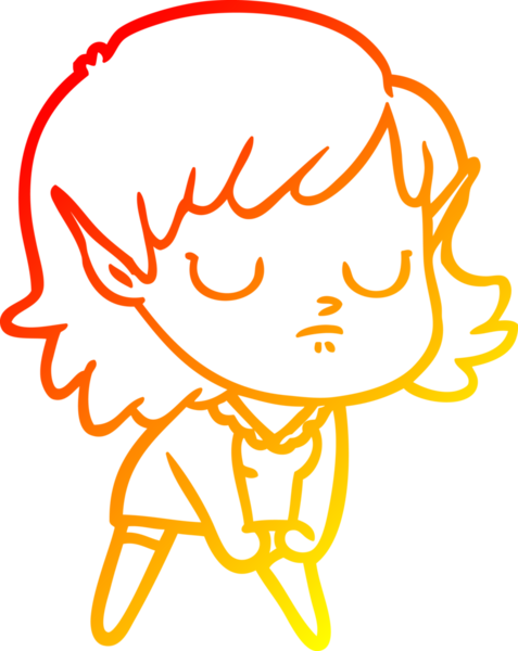 Bir insan tarafından çizilmiş çizgi film karakteri bir elf kızı çizimi