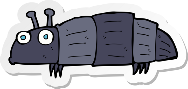 Bir insan tarafından çizilmiş bir karikatür böceğinin etiketi