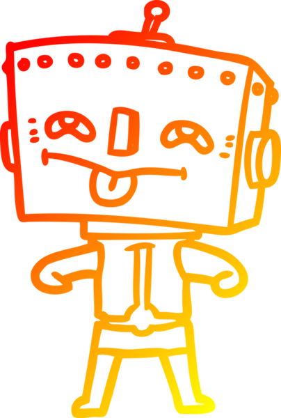 Bir insan tarafından çizilen çizgi film robotunun sıcak çizgi çizimi