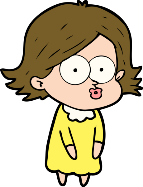 Çizgi film kızı somurtuyor bir insan tarafından