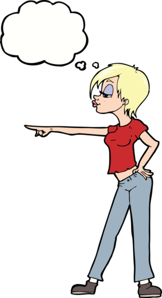 Bir insan tarafından çizilmiş düşünce kabarcığını gösteren çizgi film karakteri kadın.