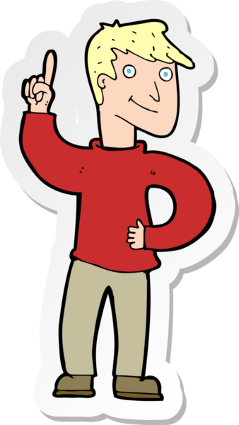 Bir insan tarafından çizilmiş harika bir fikri olan bir karikatürcünün çıkartması.