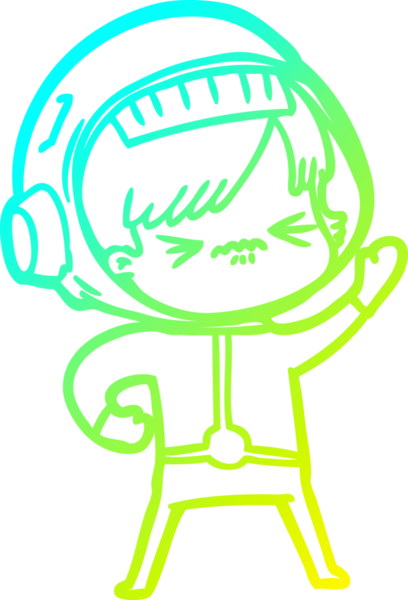 Bir insan tarafından çizilmiş kızgın bir uzay kızı çizimi.