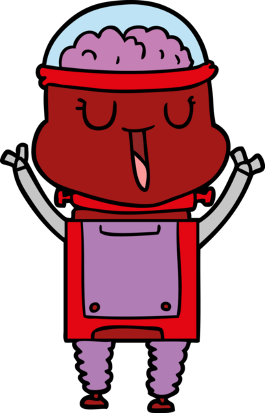 Bir insan tarafından çizilmiş mutlu çizgi film robotu