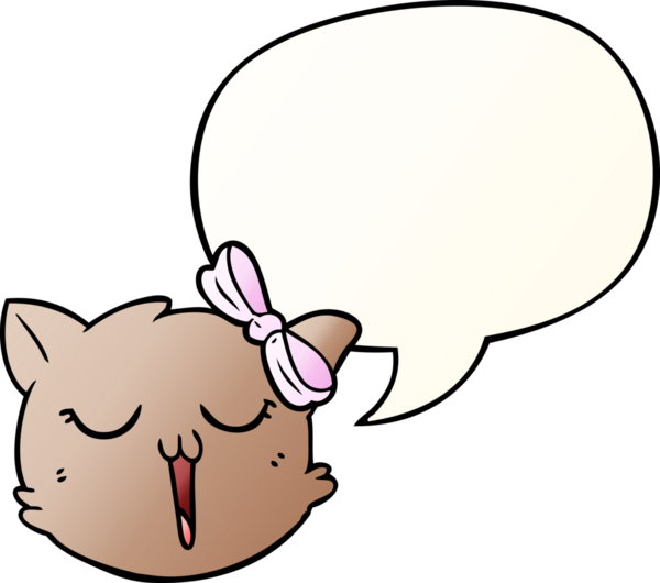 bir insan tarafından çizilmiş yumuşak eğimli konuşma baloncuklu çizgi film kedisi yüzü