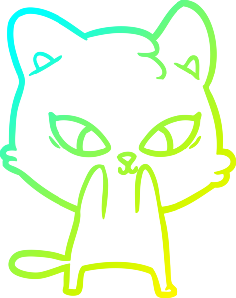 Bir insan tarafından çizilmiş bir çizgi film kedisinin soğuk gradyan çizgisi.