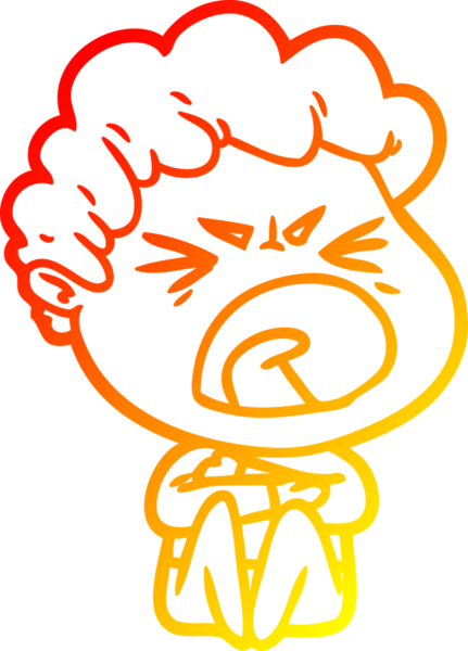 Bir insan tarafından çizilmiş kızgın bir adamın çizgi film çizimi.