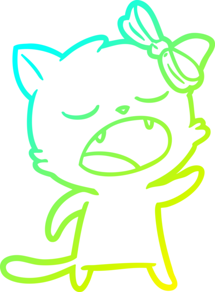 Bir insan tarafından miyavlanan çizgi film kedisinin soğuk gradyan çizimi