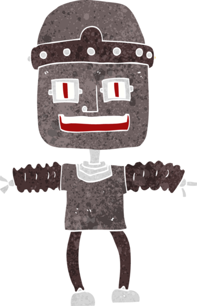 Bir insan tarafından çizilmiş çizgi film robotu