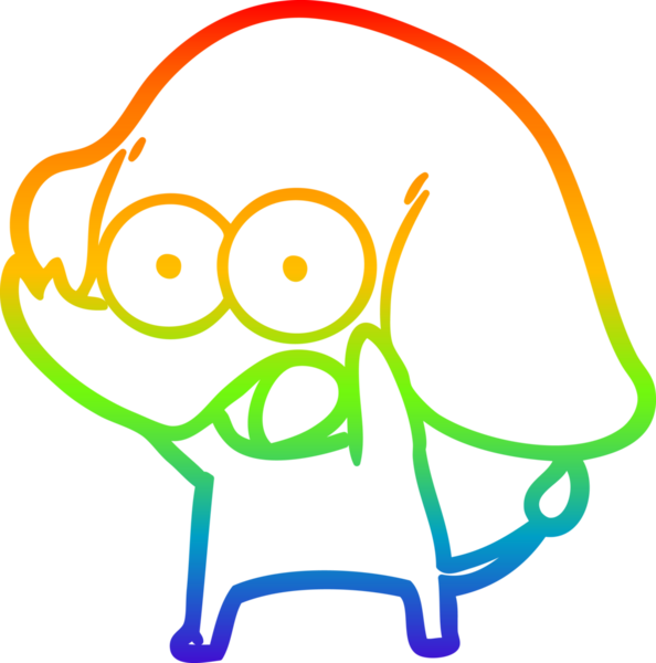 Gökkuşağı gradyan çizgisi bir insan tarafından çizilmiş şirin bir fil çizimi