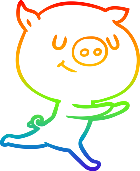 gökkuşağı gradyan çizimi mutlu çizgi domuz çizimi bir insan tarafından çizilmiş