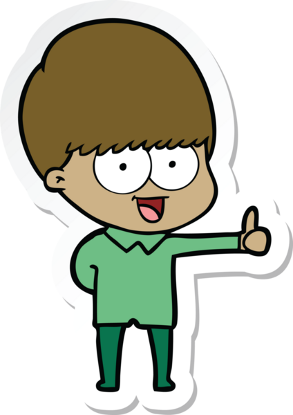 Bir insan tarafından çizilmiş mutlu bir çizgi film çocuğunun çıkartması.