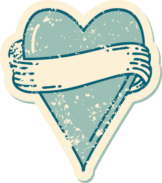 Bir insan tarafından çizilmiş kalp ve bayrağın sembolik depresif dövme şekli