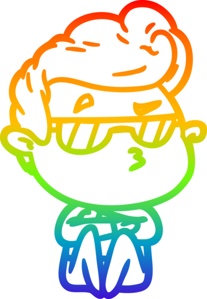 Gökkuşağı gradyan çizimi. Bir insan tarafından çizilmiş havalı bir adamın çizimi.