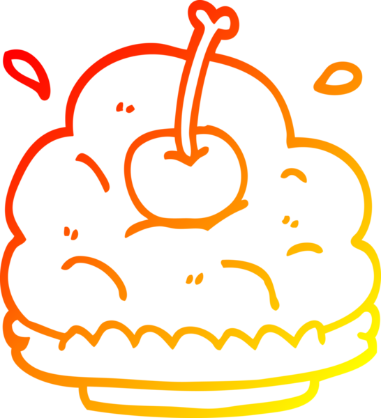 Bir çizgi filmin sıcak gradyan çizimi. Bir insan tarafından çizilmiş kocaman bir dondurma tatlısı.