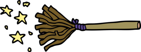 Bir insan tarafından çizilmiş sihirli süpürge.