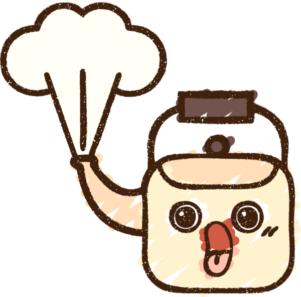 Bir insan tarafından çizilen buharlı çaydanlık tebeşiri