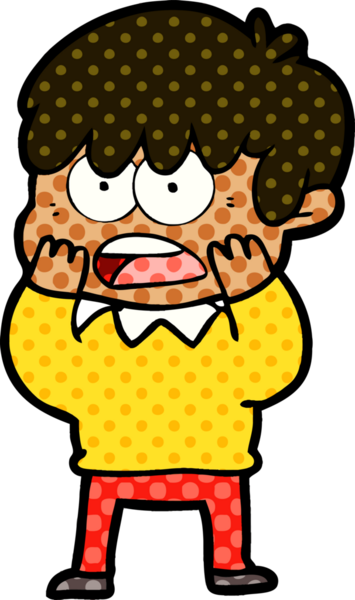 Bir insan tarafından çizilmiş endişeli çizgi film çocuğu.