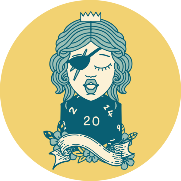 Retro Dövme Tarzı İnsan Rogue Bir insan tarafından çizilmiş 20 zar ile