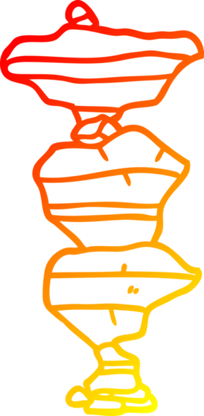 Bir insan tarafından çizilmiş istiflenmiş taşlardan oluşan bir karikatürün sıcak çizgi çizimi