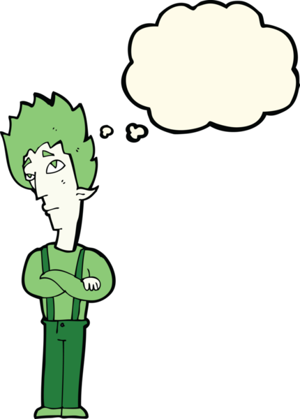 Bir insan tarafından çizilmiş düşünce baloncuğu olan bir vampir.