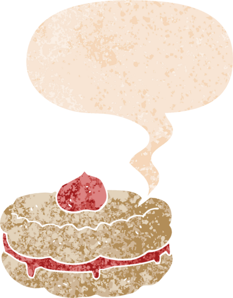 grunge içinde konuşma balonu olan karikatür bisküvisi bir insan tarafından çizilmiş sıkıntılı retro desen tarzı