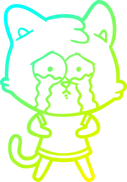 Bir insan tarafından çizilmiş ağlayan bir çizgi filmin soğuk gradyan çizimi