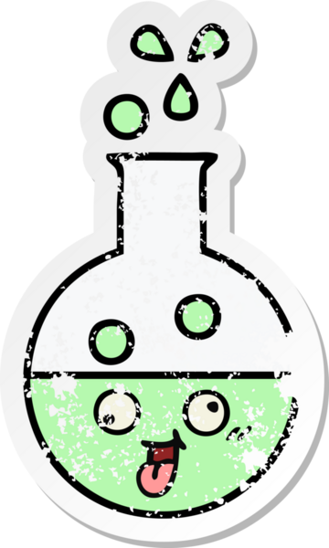 Bir insan tarafından çizilmiş şirin bir çizgi film test tüpünün sıkıntılı çıkartması.