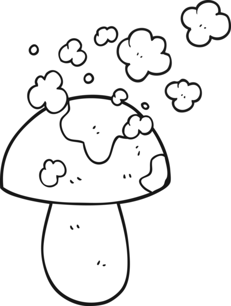 Bir insan tarafından çizilmiş siyah beyaz mantar.