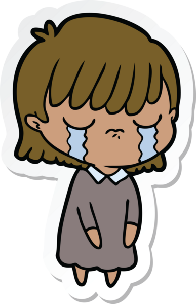 Bir insan tarafından çizilmiş, ağlayan bir karikatür kadının çıkartması.