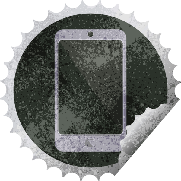 cep telefonu grafik vektör illüstrasyon yuvarlak etiketi bir insan tarafından çizilmiş