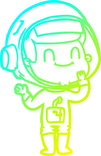 Bir insan tarafından çizilmiş mutlu bir astronot çizgi roman çizimi.