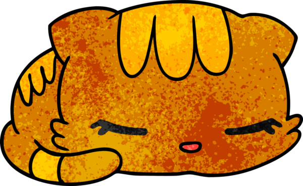 desenli çizgi film çizimi kawaii sevimli uyuyan kedi bir insan tarafından çizilmiş.