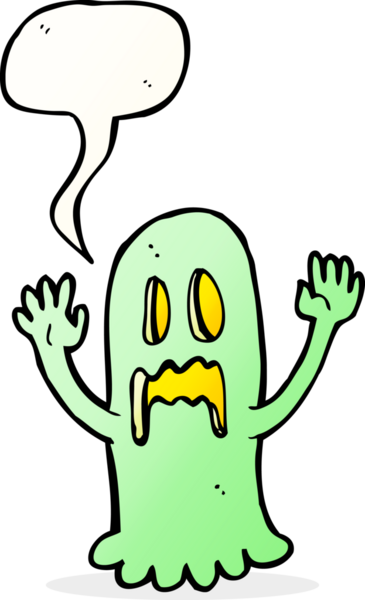 Bir insan tarafından çizilmiş konuşma baloncuğu olan karikatür hayaleti.