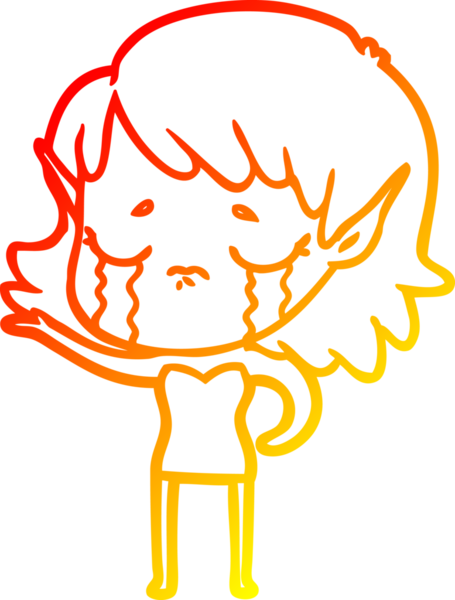 Bir insan tarafından çizilmiş, ağlayan bir elf kızı çizimi.