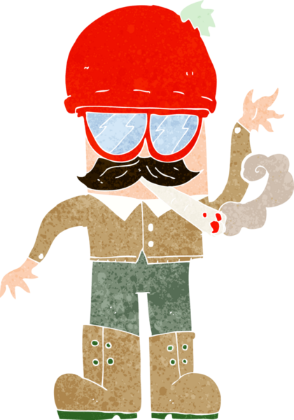 Bir insan tarafından çizilmiş ot içen çizgi film adamı.