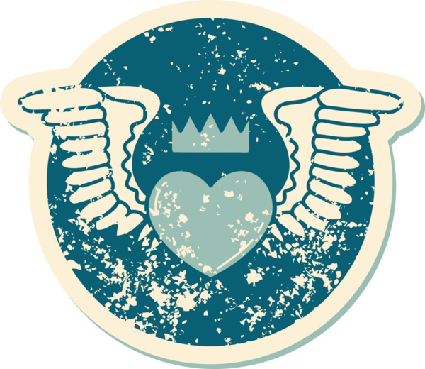 Bir insan tarafından çizilmiş kanatlı bir kalbin sembolik dövmesi.