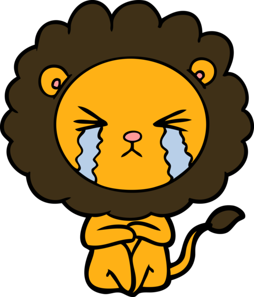 Bir insan tarafından çizilmiş, ağlayan bir aslan.