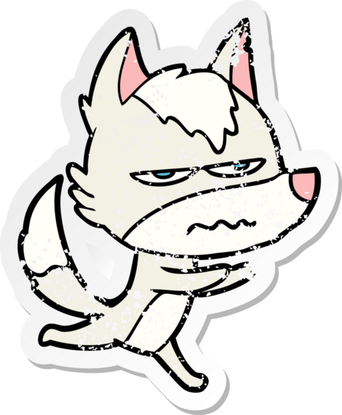 Bir insan tarafından çizilmiş kızgın bir kurdun sıkıntılı çıkartması.