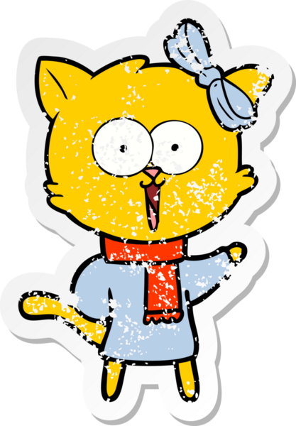 Bir insan tarafından çizilmiş karikatür bir kedinin sıkıntılı çıkartması.