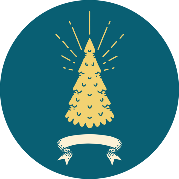 Bir insan tarafından çizilmiş çam ağacının dövme ikonu