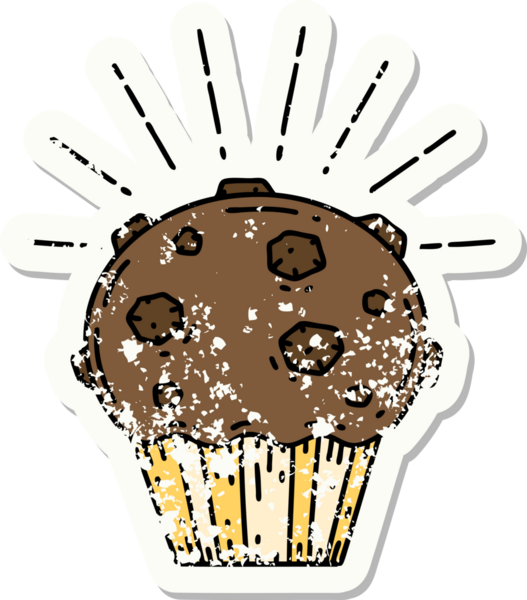 Bir insan tarafından çizilmiş eski bir dövme stili çikolatalı kek.