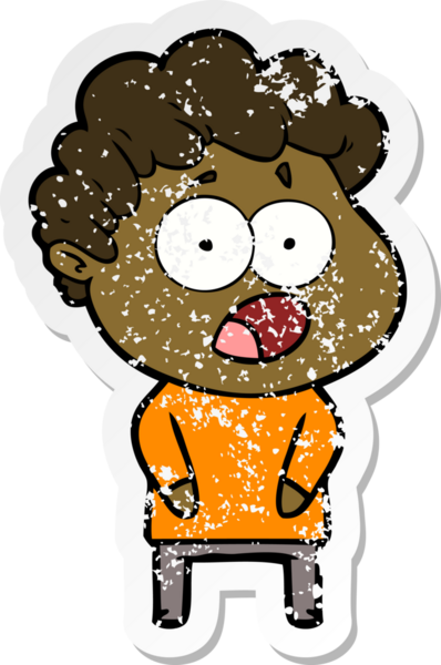 Bir insan tarafından çizilen şok olmuş bir adamın karikatür çıkartması.