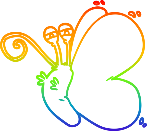 gökkuşağı gradyan çizgisi bir insan tarafından çizilmiş komik bir kelebek çizimi